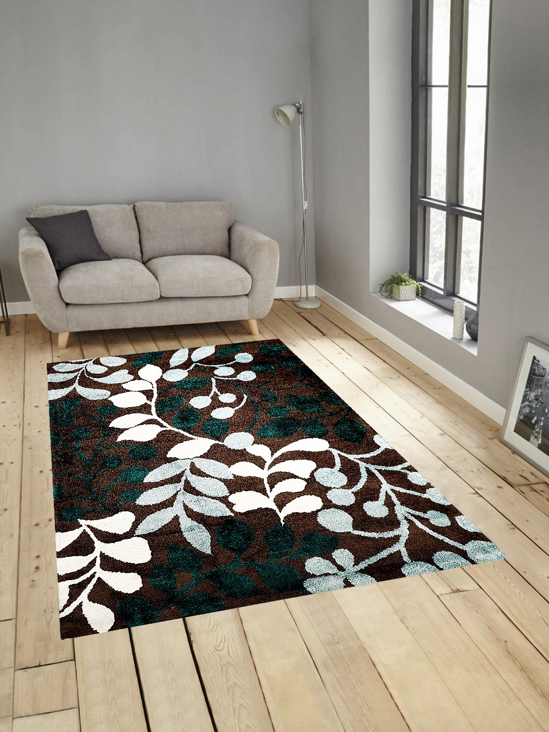 PRESTO Brown & Green Printed Anti-Skid Carpet