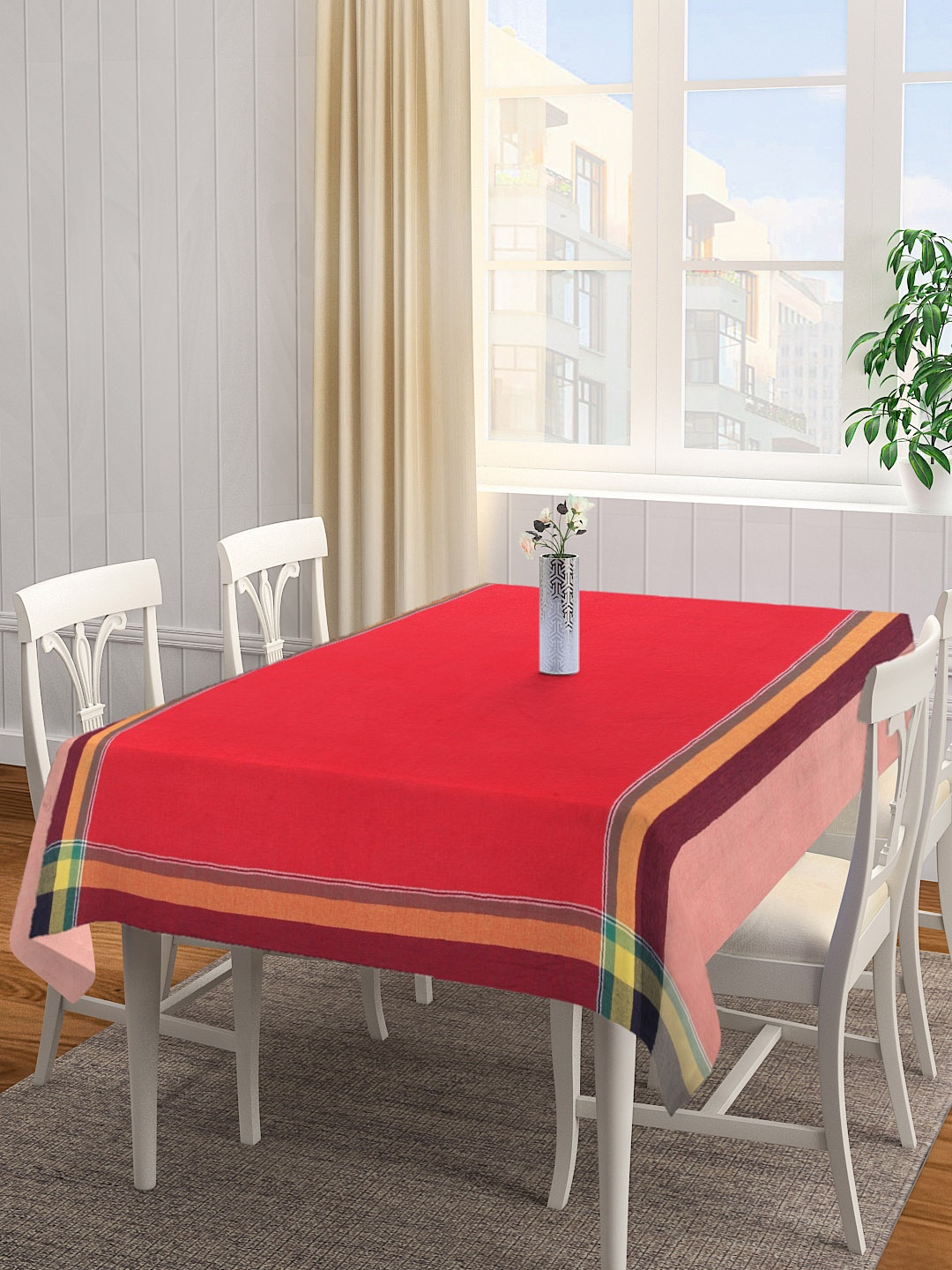 KLOTTHE Red & Maroon Solid Rectangle Table Cover