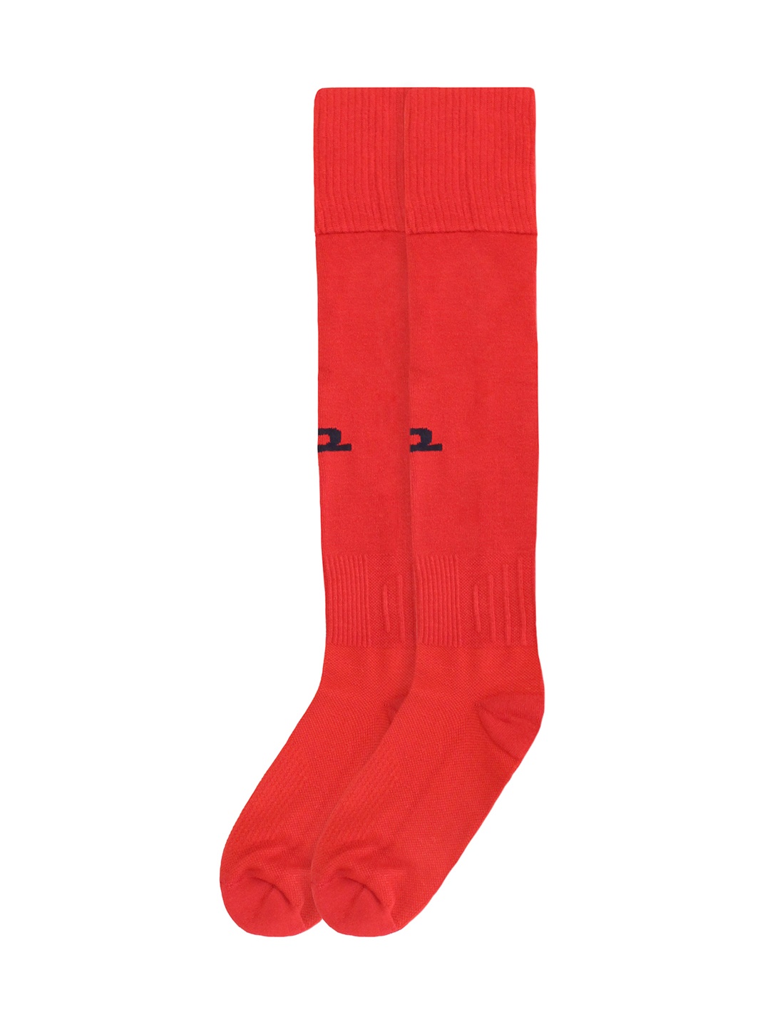 Heelium Unisex Red Solid Knee-Length Anti-Odour Football Stockings