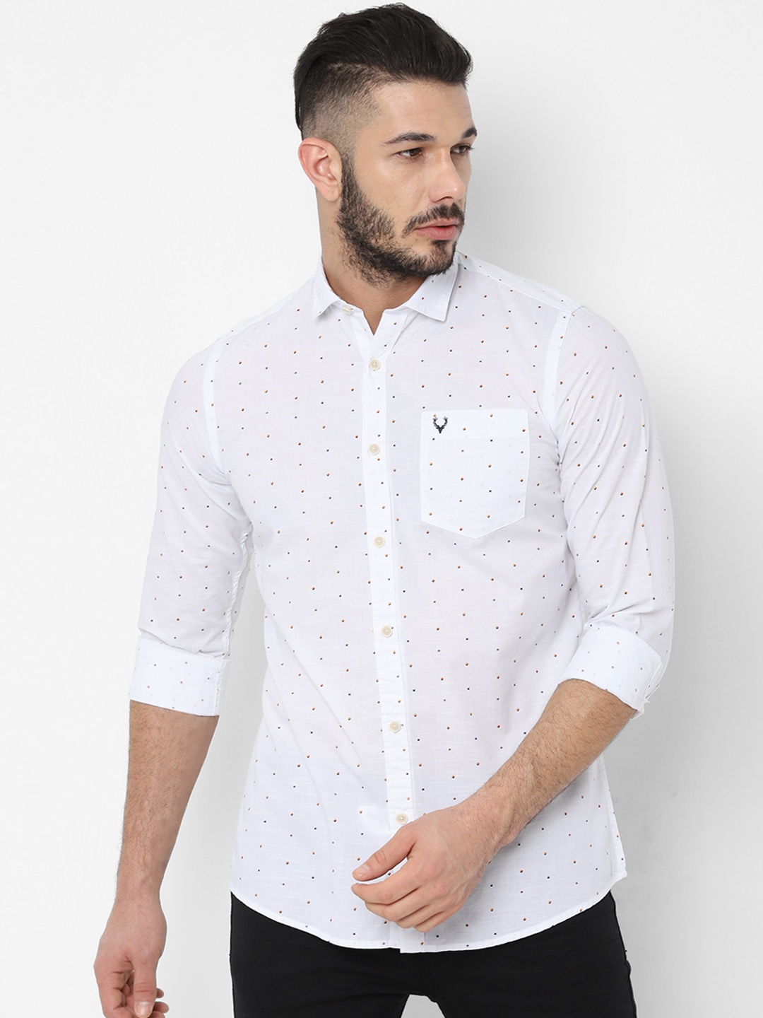 Allen Solly Sport Men White Regular Fit Printed Casual Shirt