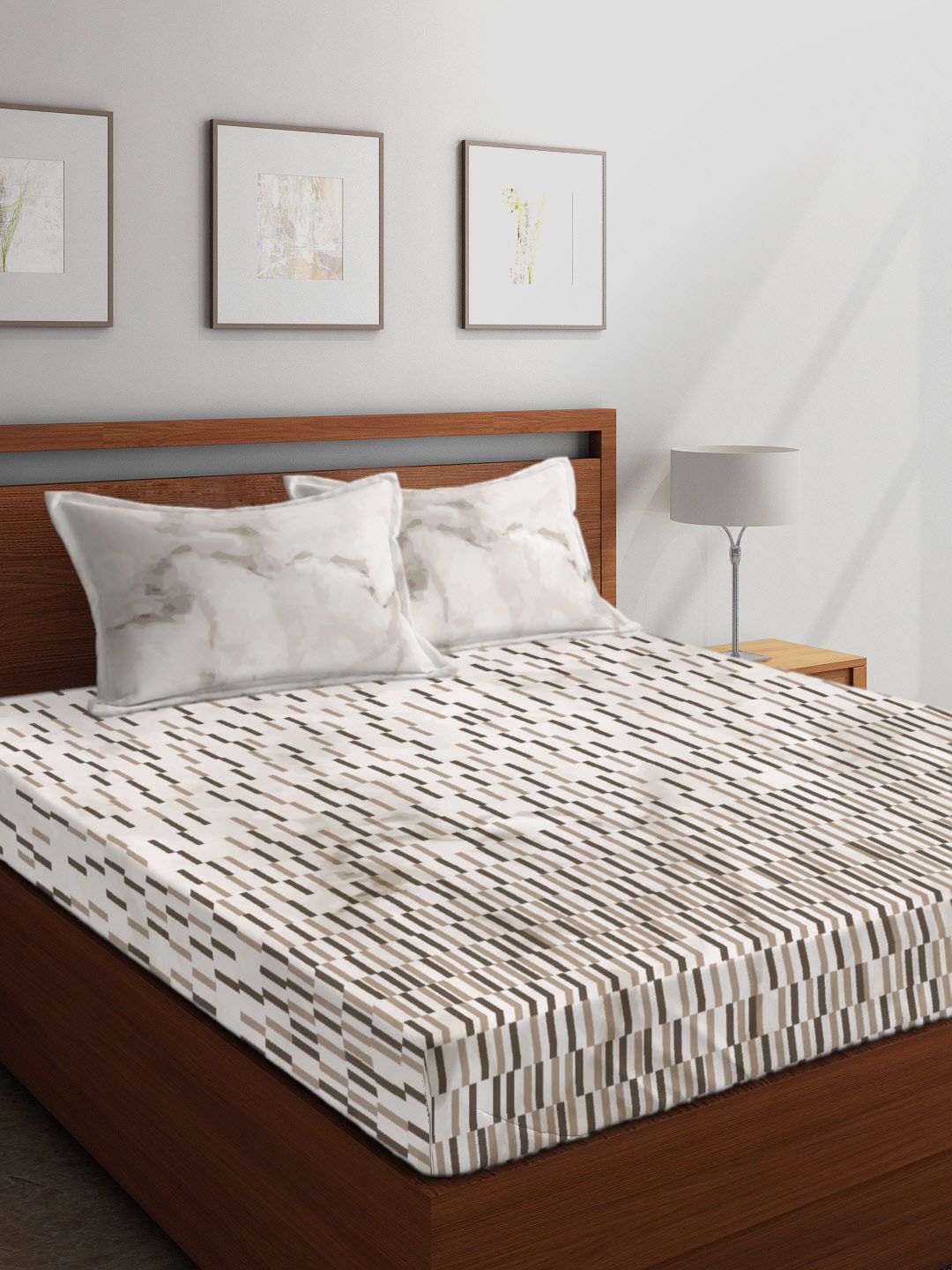 Boutique Living India White & Brown Geometric 210 TC Cotton 1 King Bedsheet with 2 Pillow Covers
Boutique Living India White & Brown Geometric 210 TC Cotton 1 King Bedsheet with 2 Pillow Covers