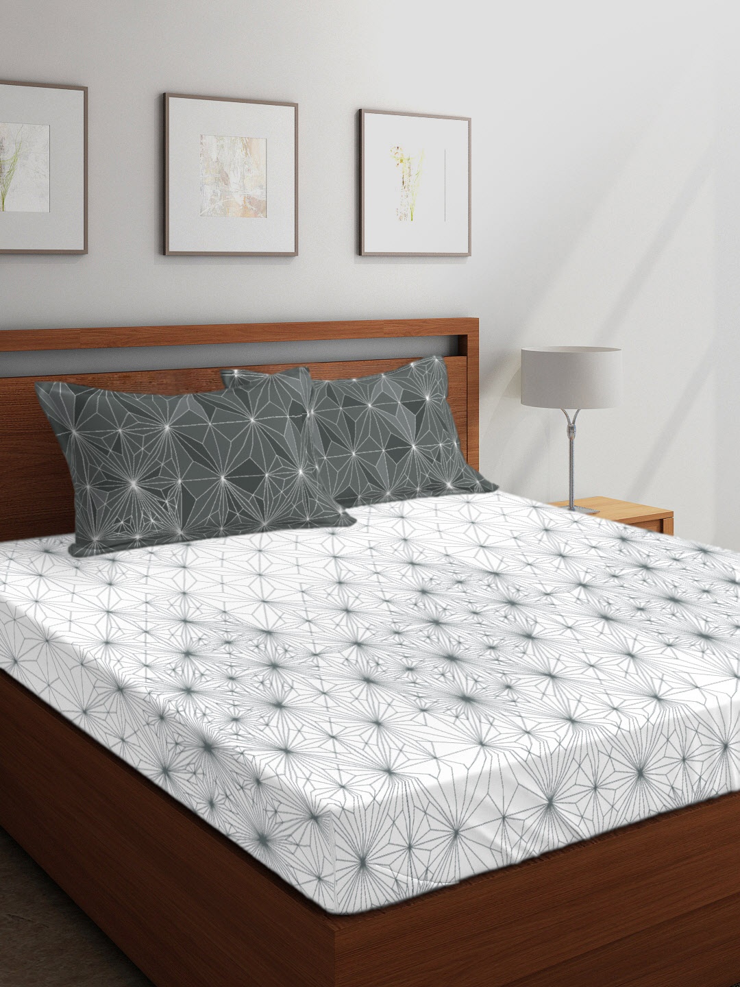 Boutique Living India Grey & White Geometric 210 TC Cotton 1 King Bedsheet with 2 Pillow Covers
Boutique Living India Grey & White Geometric 210 TC Cotton 1 King Bedsheet with 2 Pillow Covers