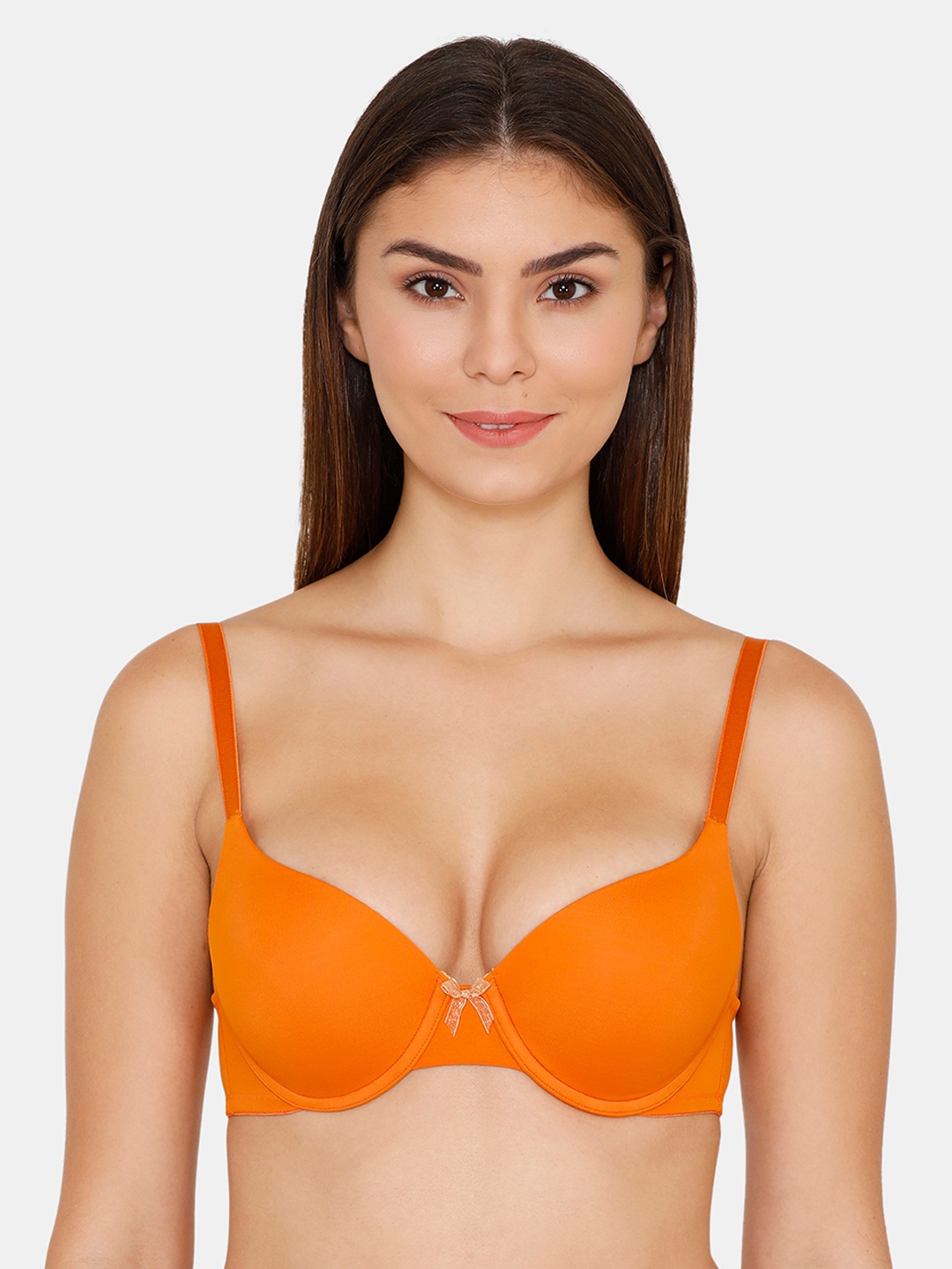 Zivame Orange Solid Underwired Lightly Padded T-shirt Bra