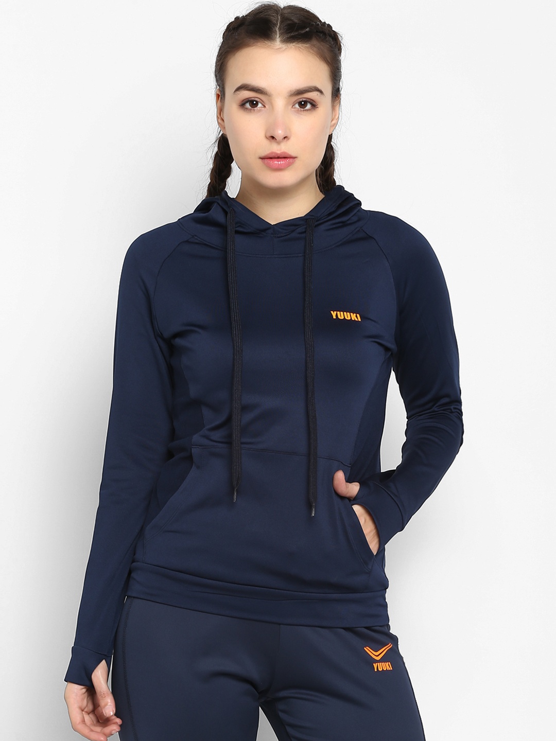 Yuuki Women Navy Blue Solid Sporty Jacket