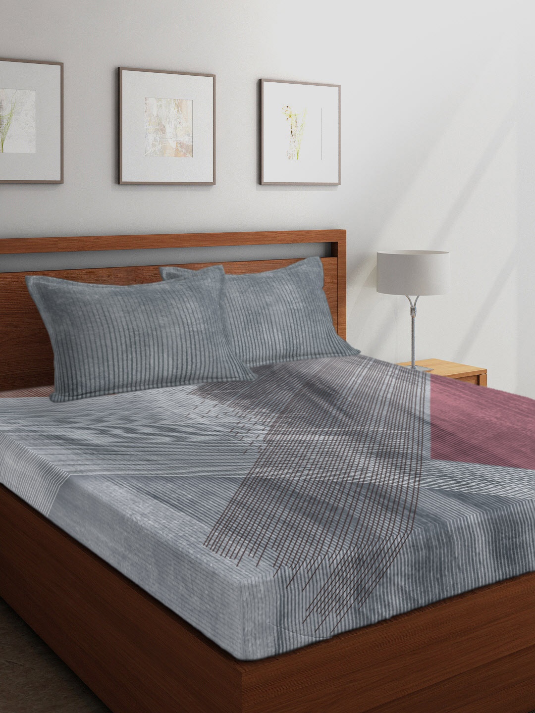 Boutique Living India Grey Striped 210 TC Cotton 1 King Bedsheet with 2 Pillow Covers
Boutique Living India Grey Striped 210 TC Cotton 1 King Bedsheet with 2 Pillow Covers