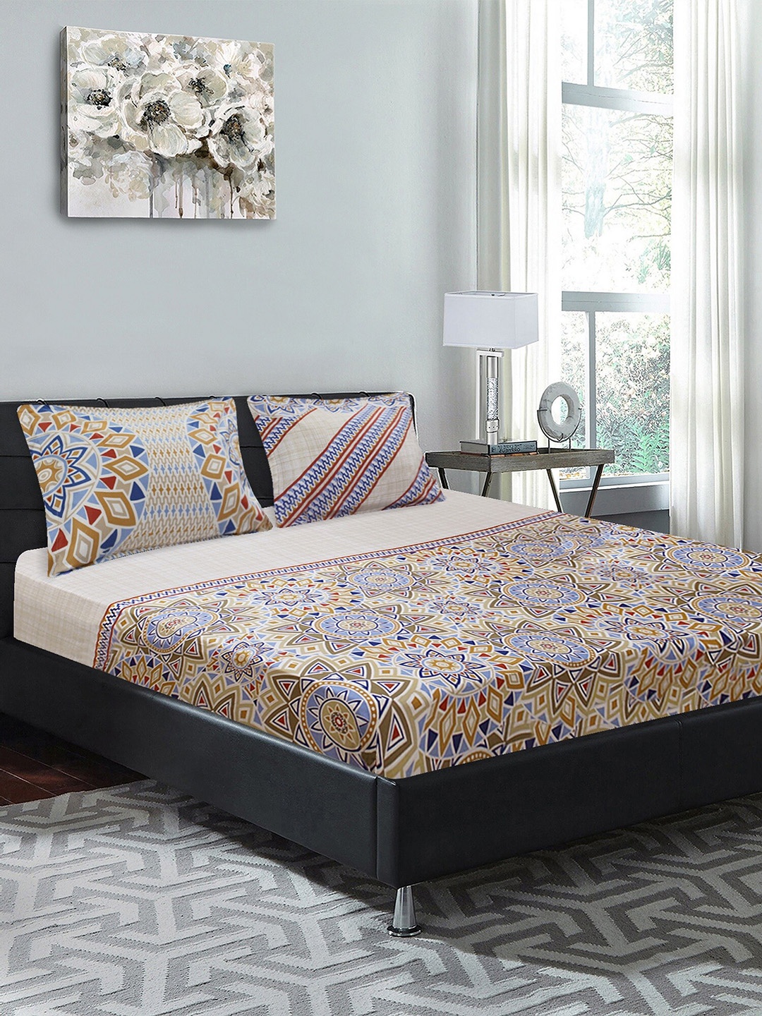 Good Homes by Home Candy Blue & Beige Abstract 210 TC Cotton 1 King Bedsheet with 2 Pillow Covers
Good Homes by Home Candy Blue & Beige Abstract 210 TC Cotton 1 King Bedsheet with 2 Pillow Covers