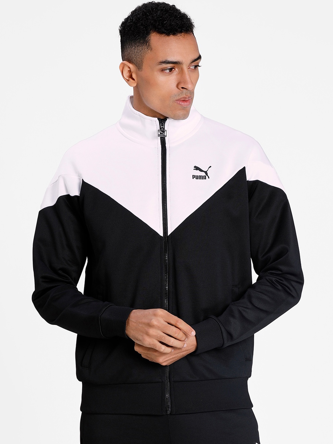 Puma Men Black & White Iconic MSC Track Jacket