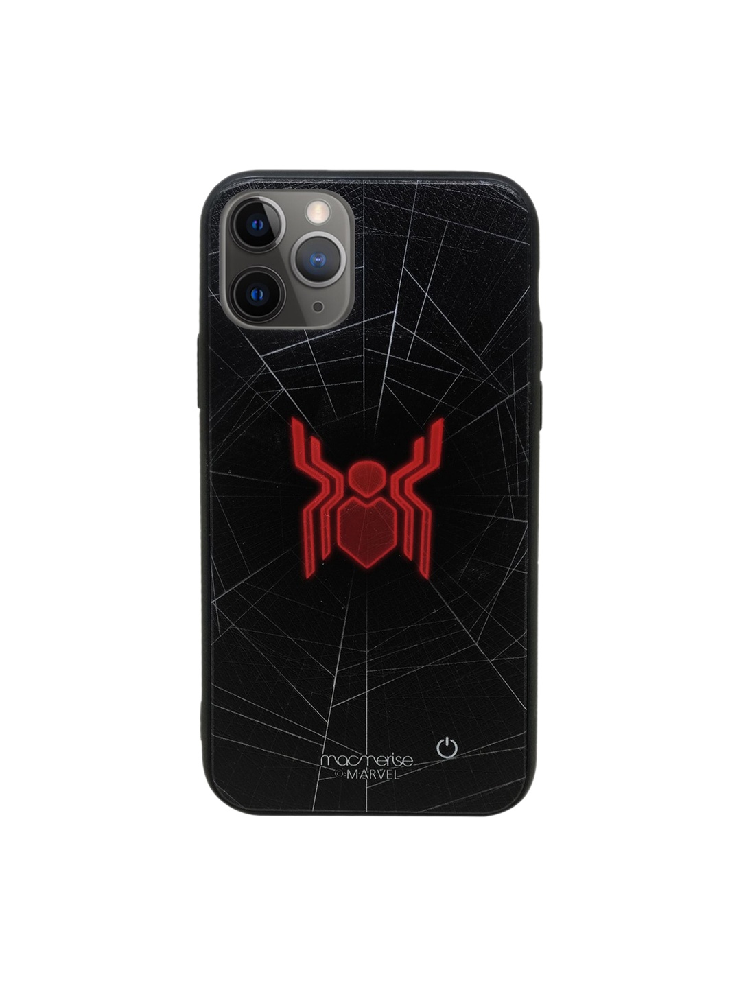 macmerise Black & Red Spider Webbed Lumous Sustainable IPhone 11 Pro Back Case