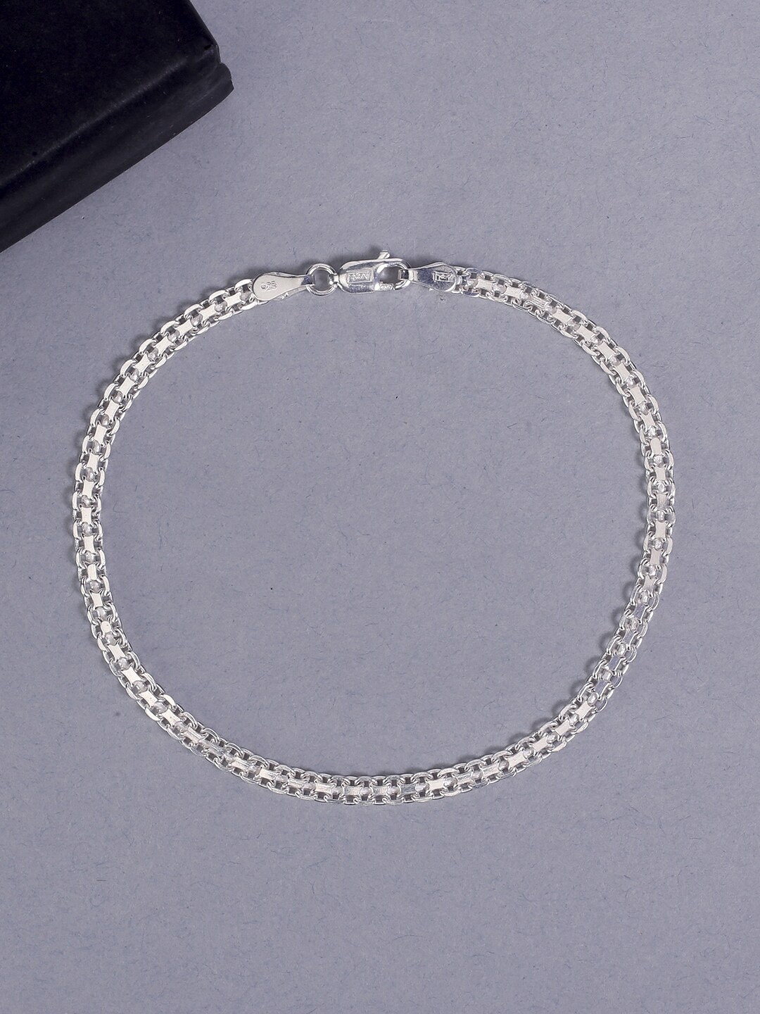 Yellow Chimes Unisex Sterling Silver Classic Link Oxidised Bracelet
