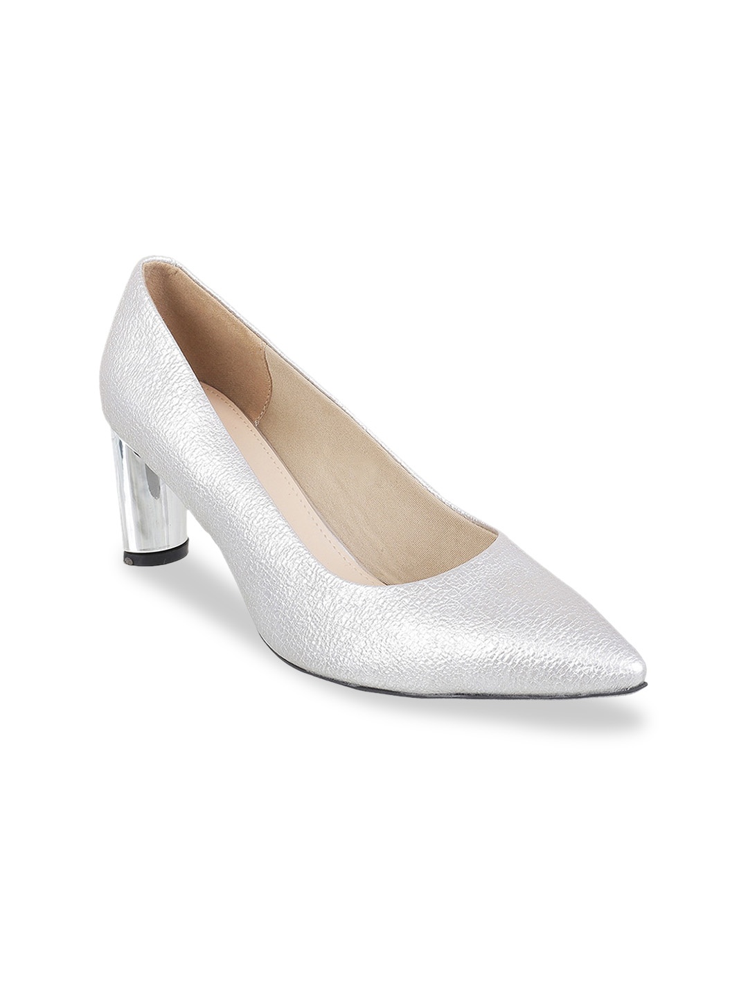J.FONTINI Women Silver-Toned Solid Pumps