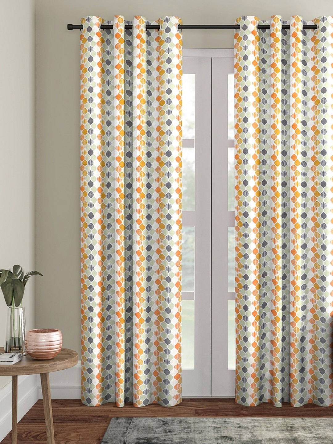 ROMEE Green & Yellow Single Room Darkening Door Curtain