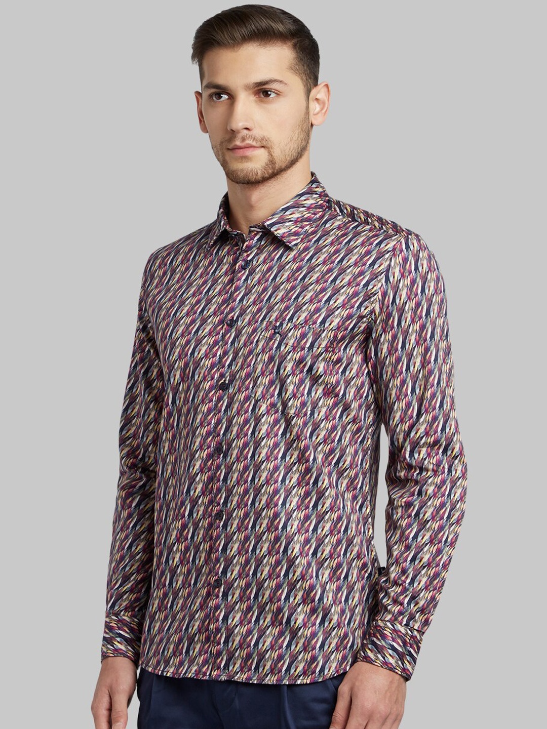 Parx Men Red & Blue Slim Fit Printed Casual Shirt