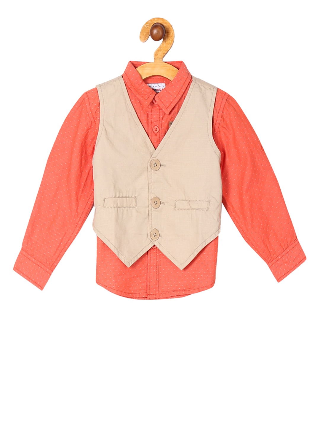 Donuts Boys Orange Regular Fit Printed Casual Shirt
