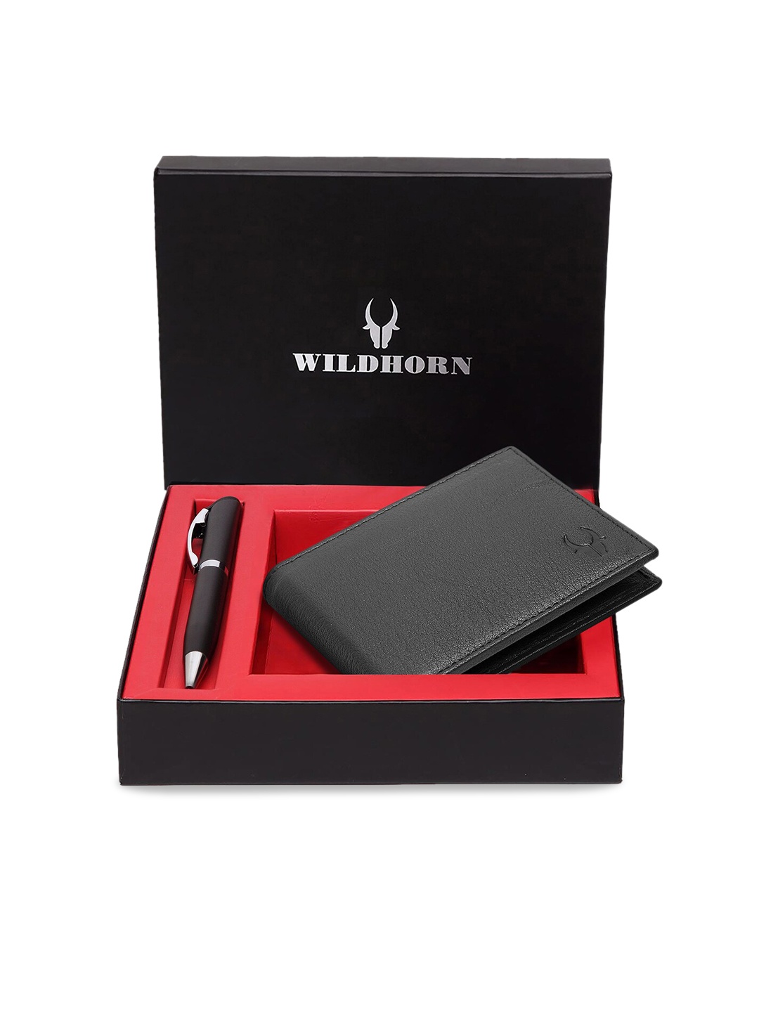 WildHorn Men Black & Silver-Toned RFID Protected Genuine Leather Accessory Gift Set
WildHorn Men Black & Silver-Toned RFID Protected Genuine Leather Accessory Gift Set