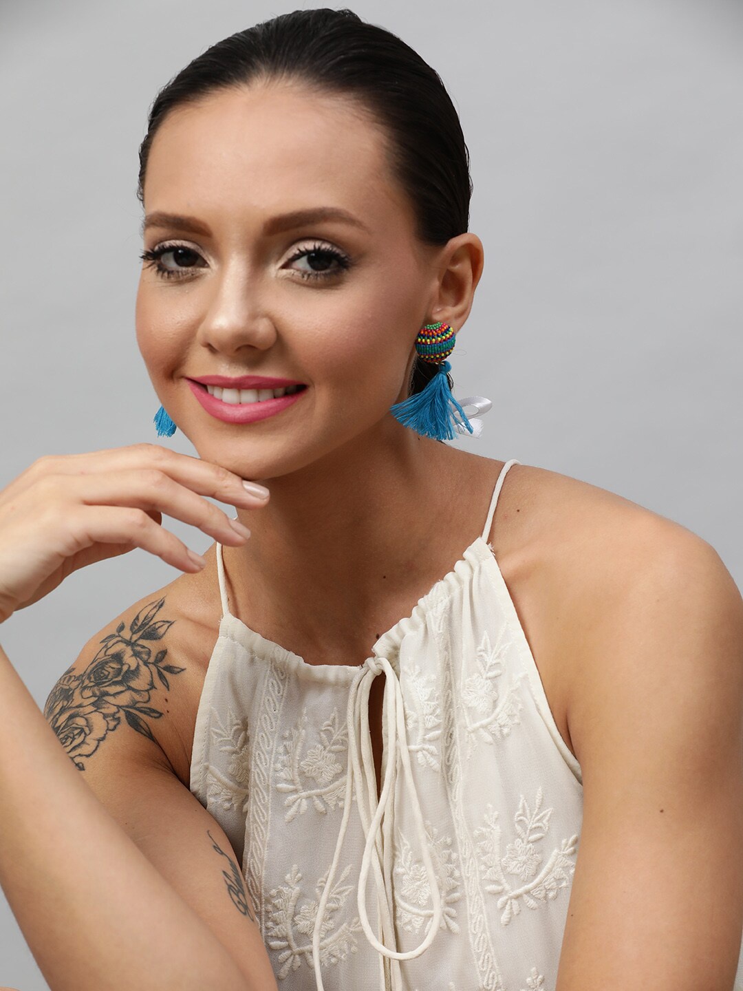 STREET 9 Blue Spherical Drop Earrings