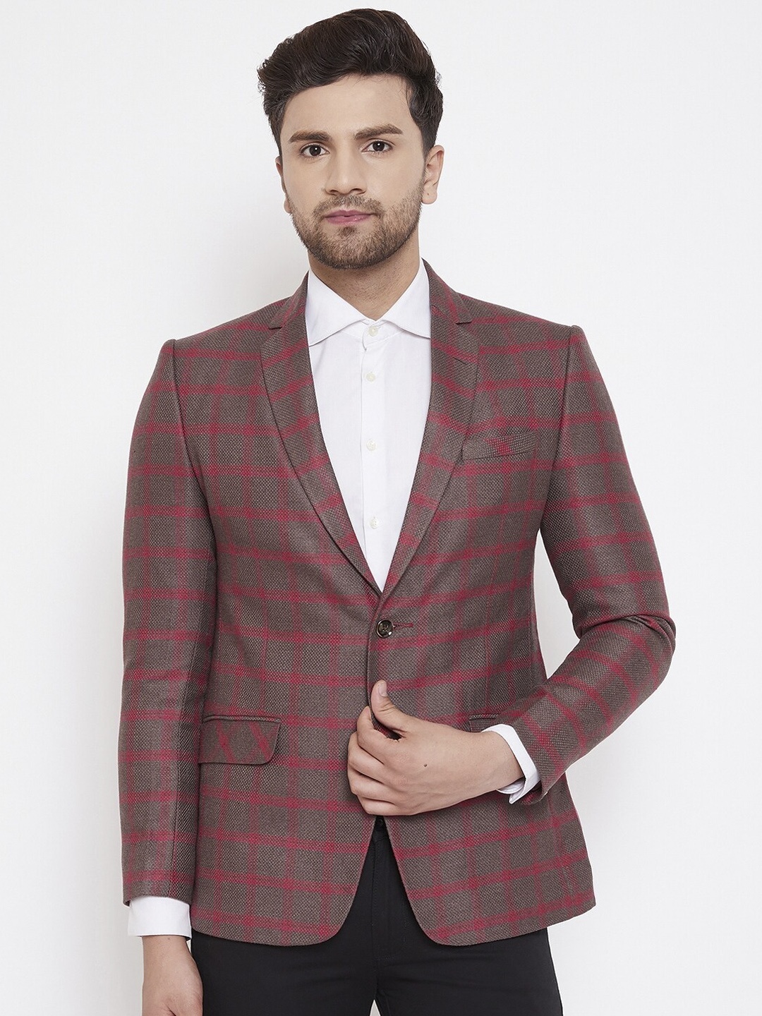 Spirit Men Brown & Red Checked Tailored-Fit Single-Breasted Casual Sustainable Blazer
Spirit Men Brown & Red Checked Tailored-Fit Single-Breasted Casual Sustainable Blazer