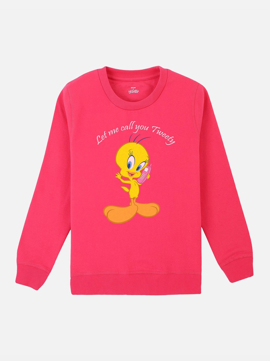 Kids Ville Tweety printed Pink Sweatshirt for Girls