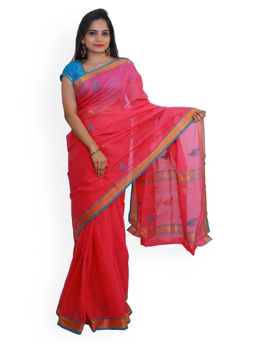 APCO Pink Pure Cotton Printed Venkatgiri Sustainable Saree
