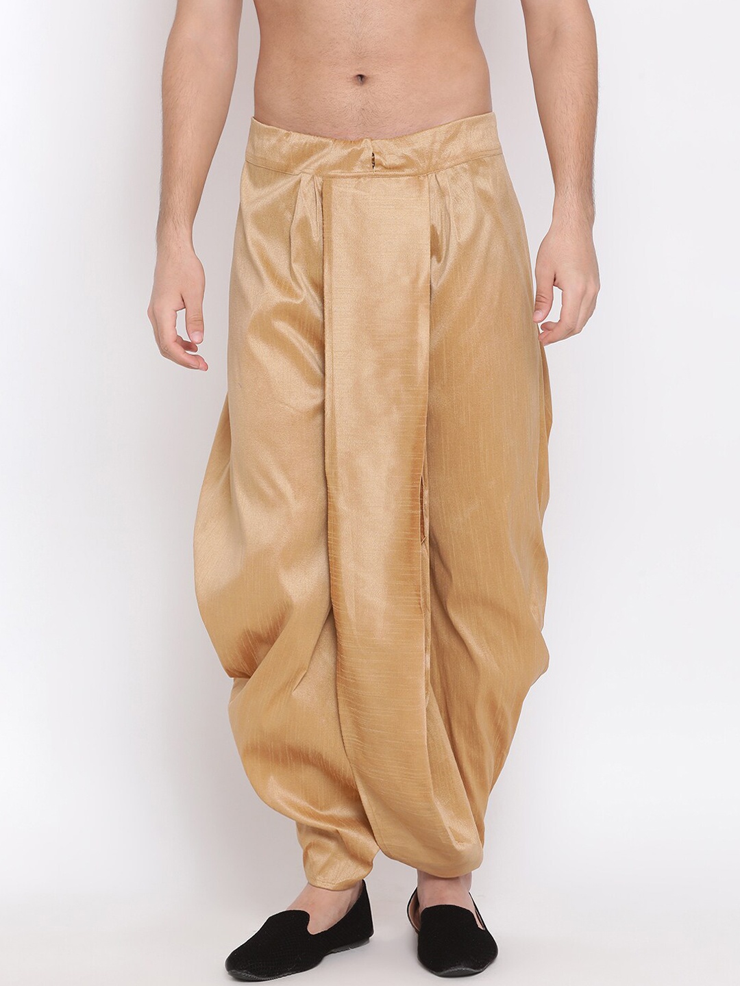VASTRAMAY Men Gold-Coloured Solid Dhoti
