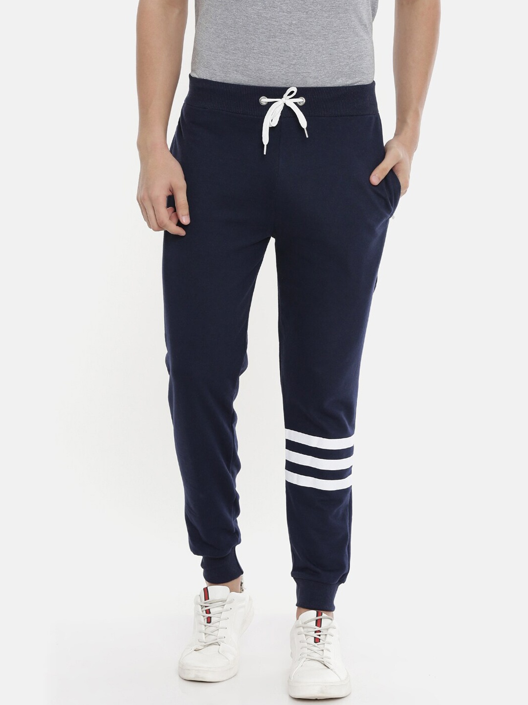 Bushirt Men Navy Blue Solid Slim-Fit Joggers