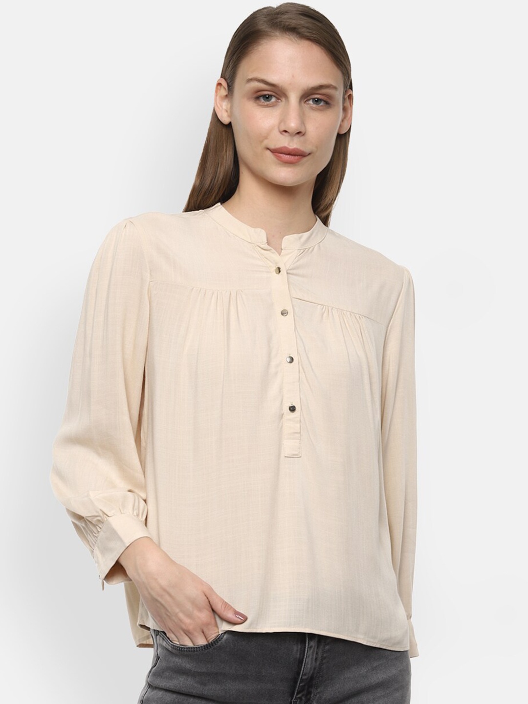 Van Heusen Woman Beige Solid Top