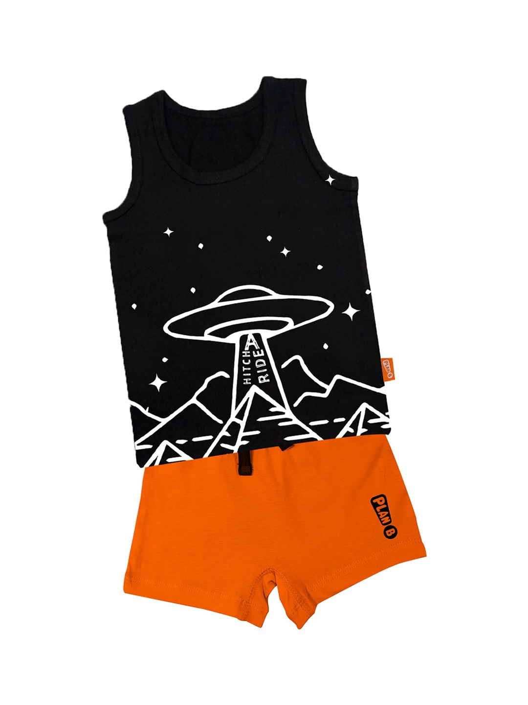 You Got Plan B Boys Black & Orange Printed Anti-bacterial Anti-microbial T-shirt with Shorts
You Got Plan B Boys Black & Orange Printed Anti-bacterial Anti-microbial T-shirt with Shorts