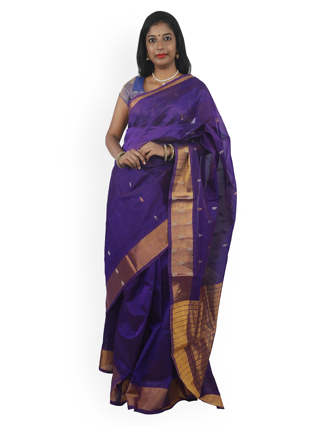 APCO Violet Silk Cotton Printed Venkatgiri Sustainable Saree