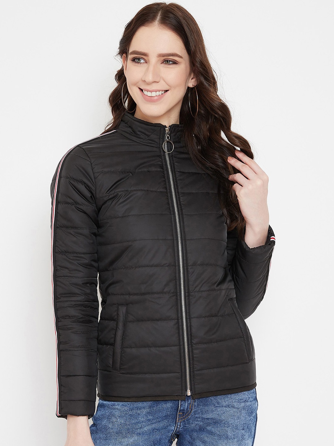 Austin wood Women Black Solid Lightweight Padded Jacket