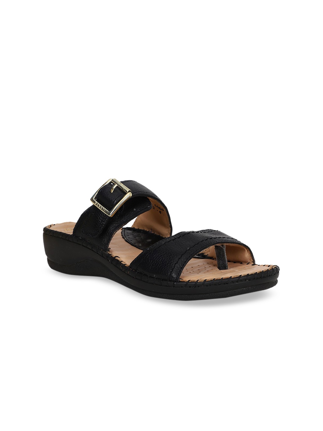 Scholl Women Black Solid Leather Sandals