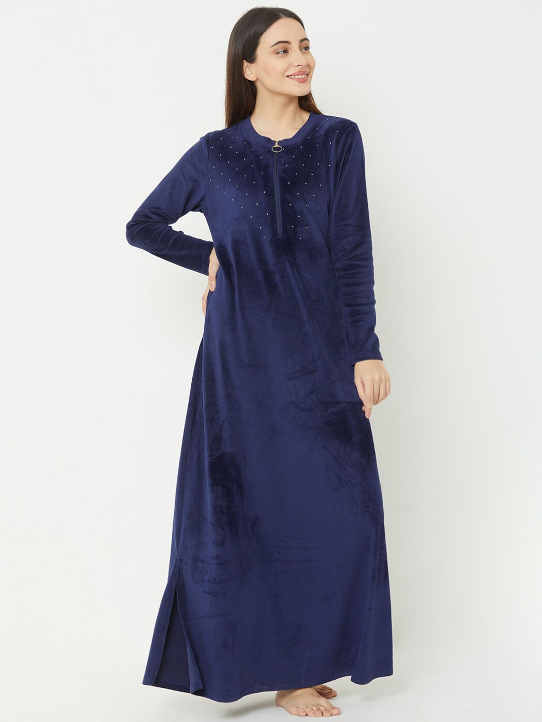 Sweet Dreams Navy Blue Solid Nightdress 2492GT
