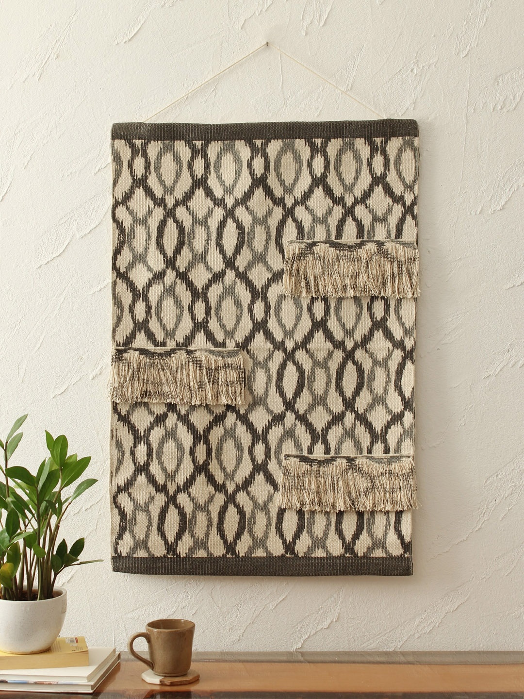House This Grey & Off-White Abstract Hand-Painted Laher Wall Art