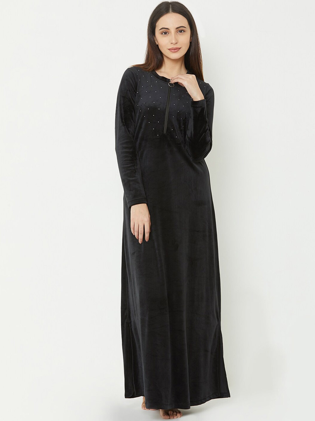 Sweet Dreams Black Printed Nightdress