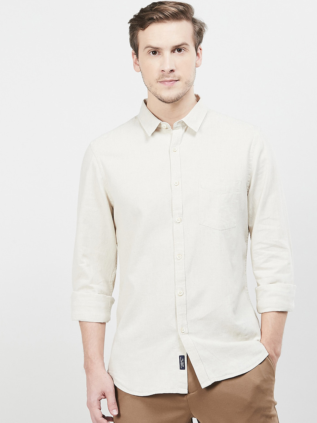 max Men Beige Regular Fit Solid Casual Shirt 
max Men Beige Regular Fit Solid Casual Shirt
