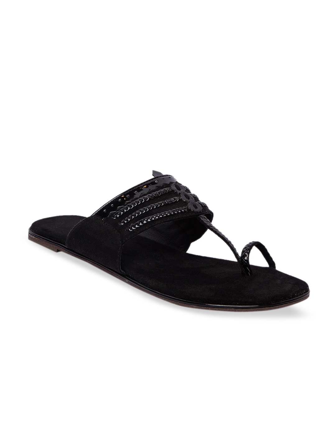 Inc 5 Women Black Solid Synthetic Suede One Toe Flats