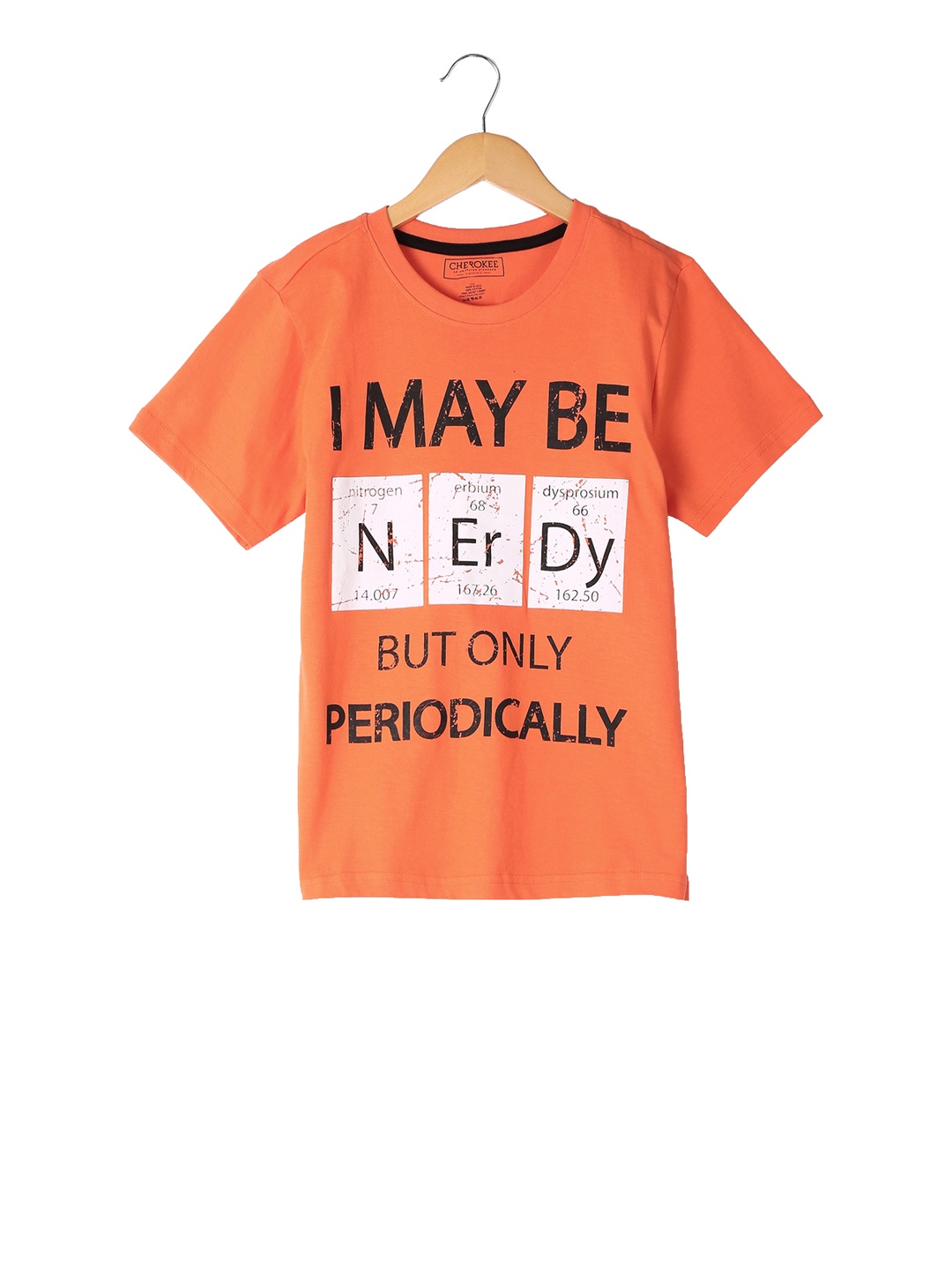 Cherokee Boys Orange Printed Round Neck Pure Cotton T-shirt