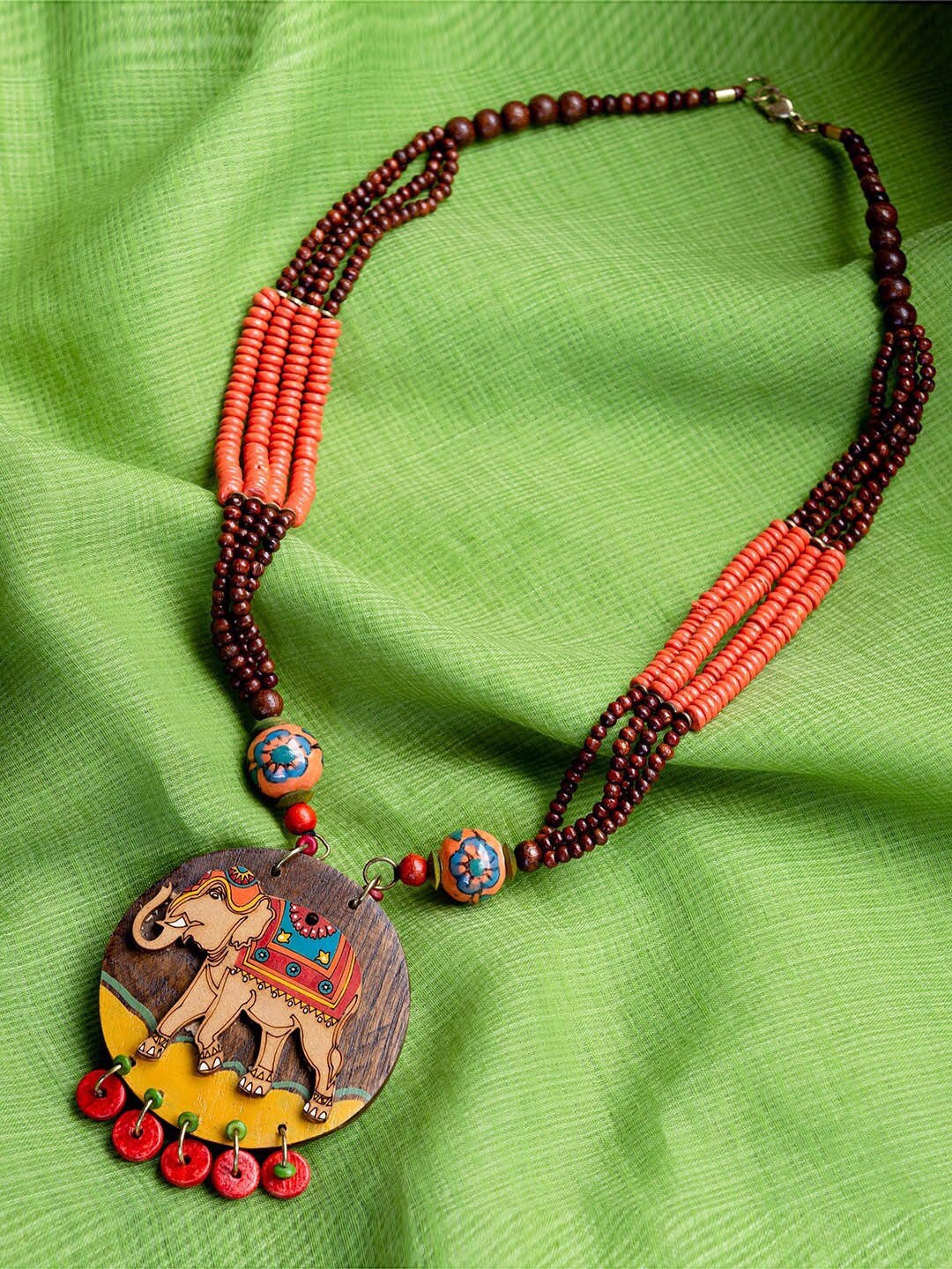 ExclusiveLane Multicoloured Tribal Elephant Hand-Painted Bohemian Brass Necklace, Multi
ExclusiveLane Multicoloured Tribal Elephant Hand-Painted Bohemian Brass Necklace, Multi