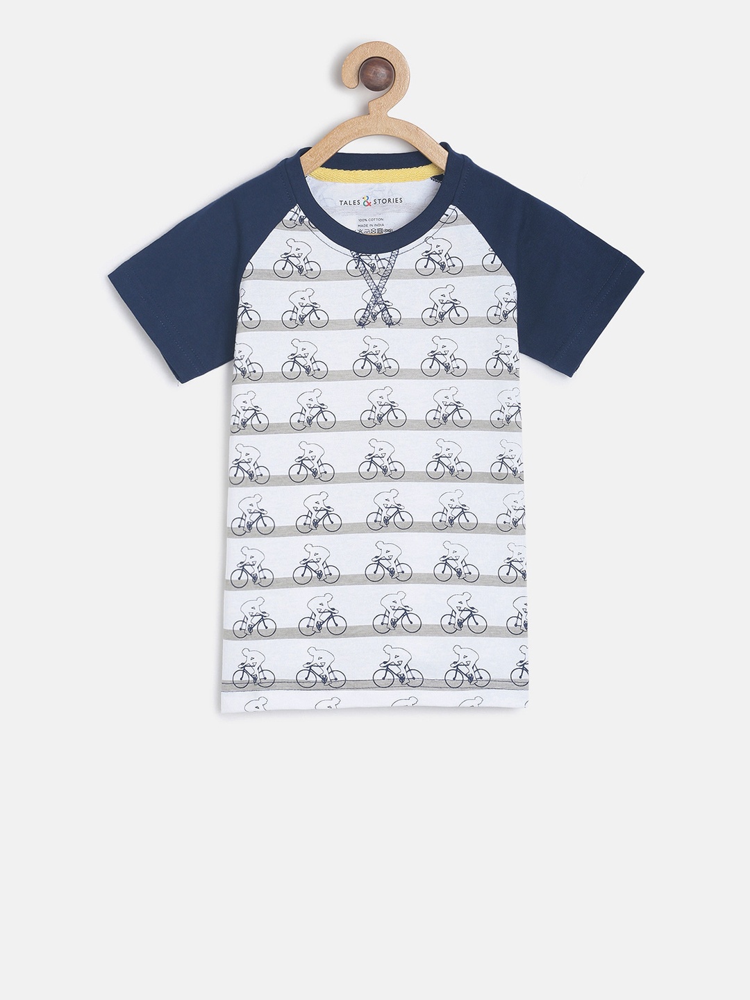 TALES & STORIES Boys White Printed Round Neck T-shirt