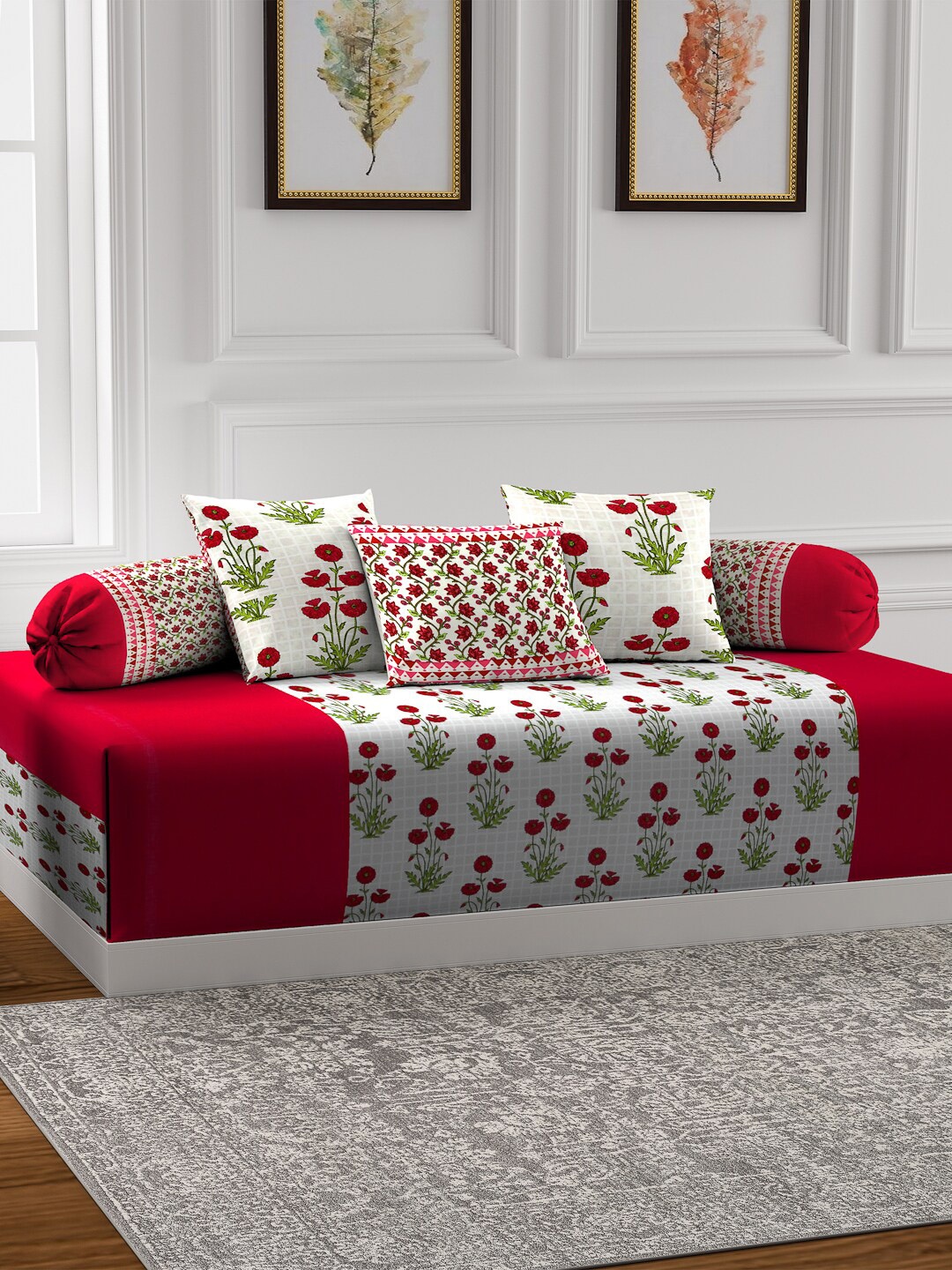 Rajasthan Decor Set Of 6 Red & White Floral Screen Printed Jaipuri Sustainable Diwan Set
Rajasthan Decor Set Of 6 Red & White Floral Screen Printed Jaipuri Sustainable Diwan Set