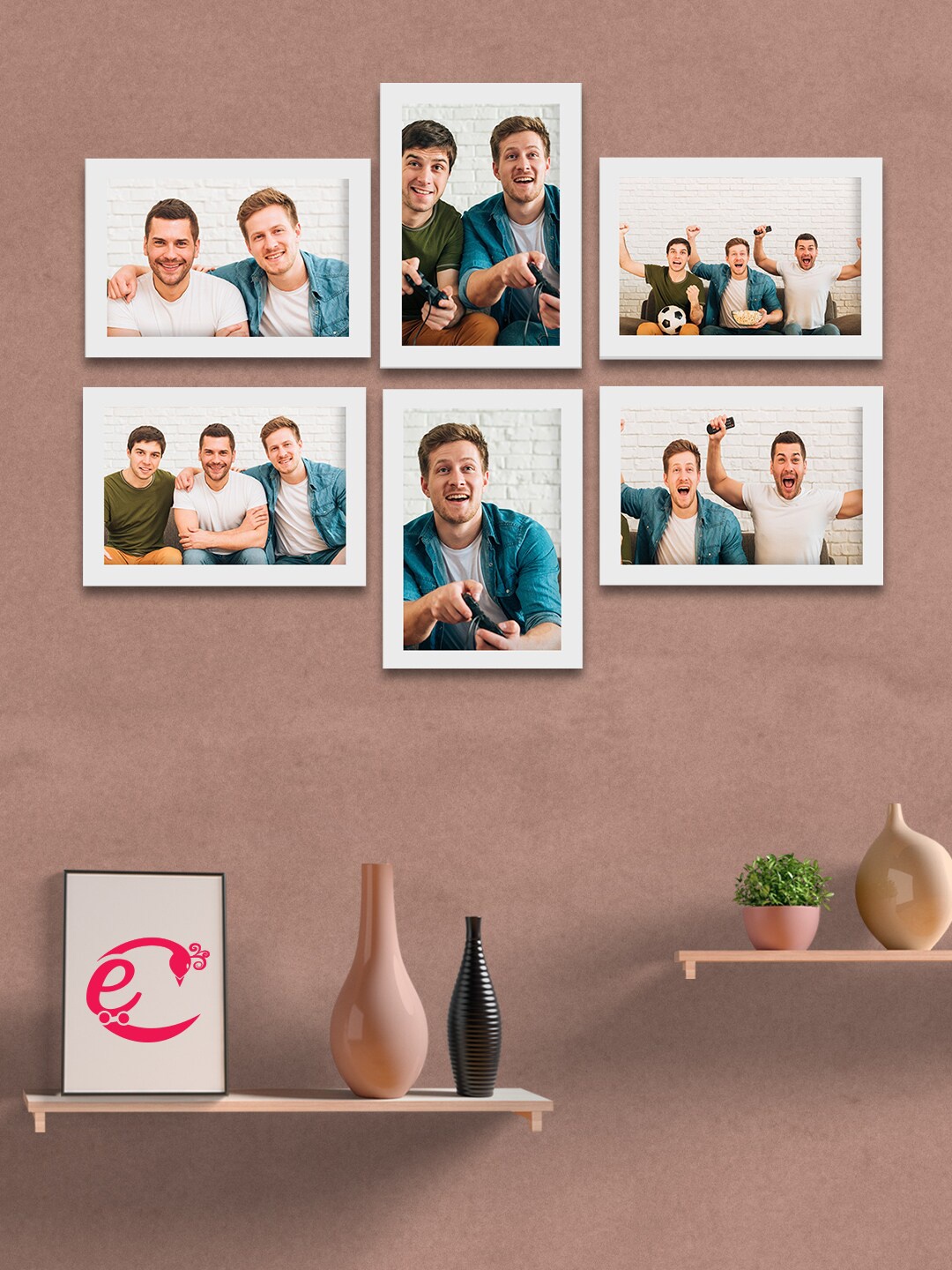 eCraftIndia Set of 6 White Solid Memory Wall Collage Photo Frame