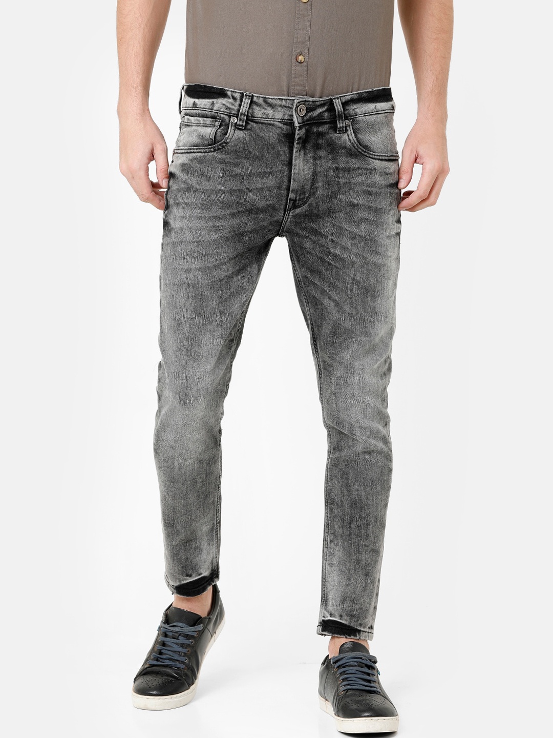 Voi Jeans Men Grey Skinny Fit Mid-Rise Clean Look Jeans