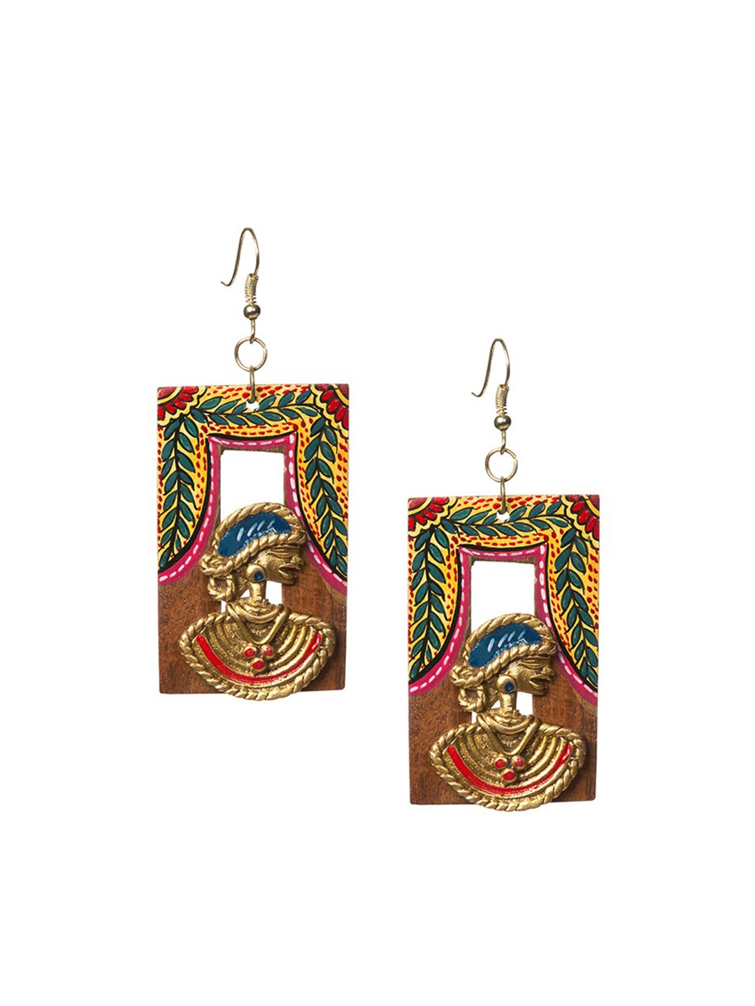 ExclusiveLane Multicoloured Tribal Dhokra Leafy Bohemian Studs Wooden Earrings, Multi
ExclusiveLane Multicoloured Tribal Dhokra Leafy Bohemian Studs Wooden Earrings, Multi