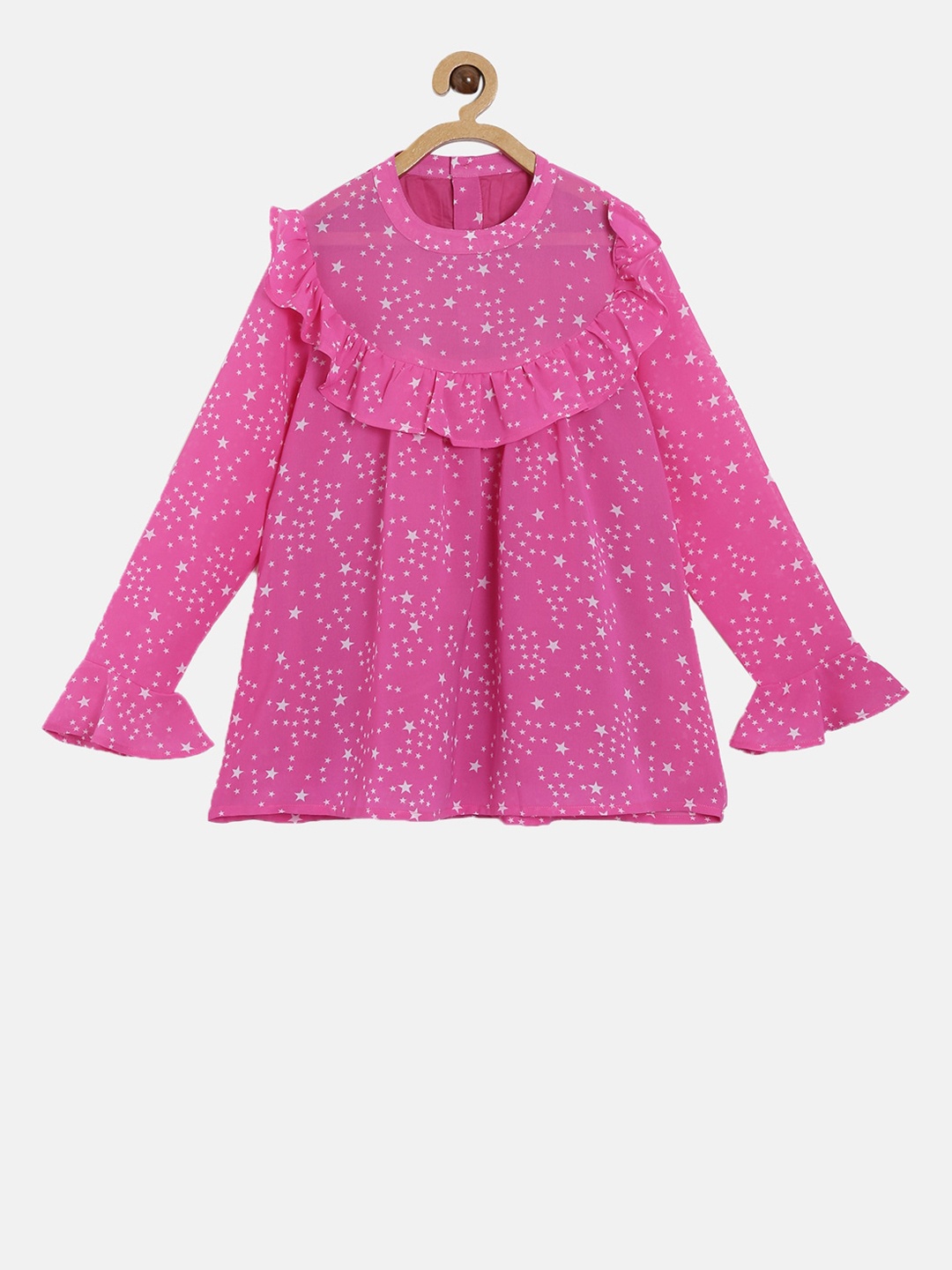 KiddoPanti Girls Pink Printed Top