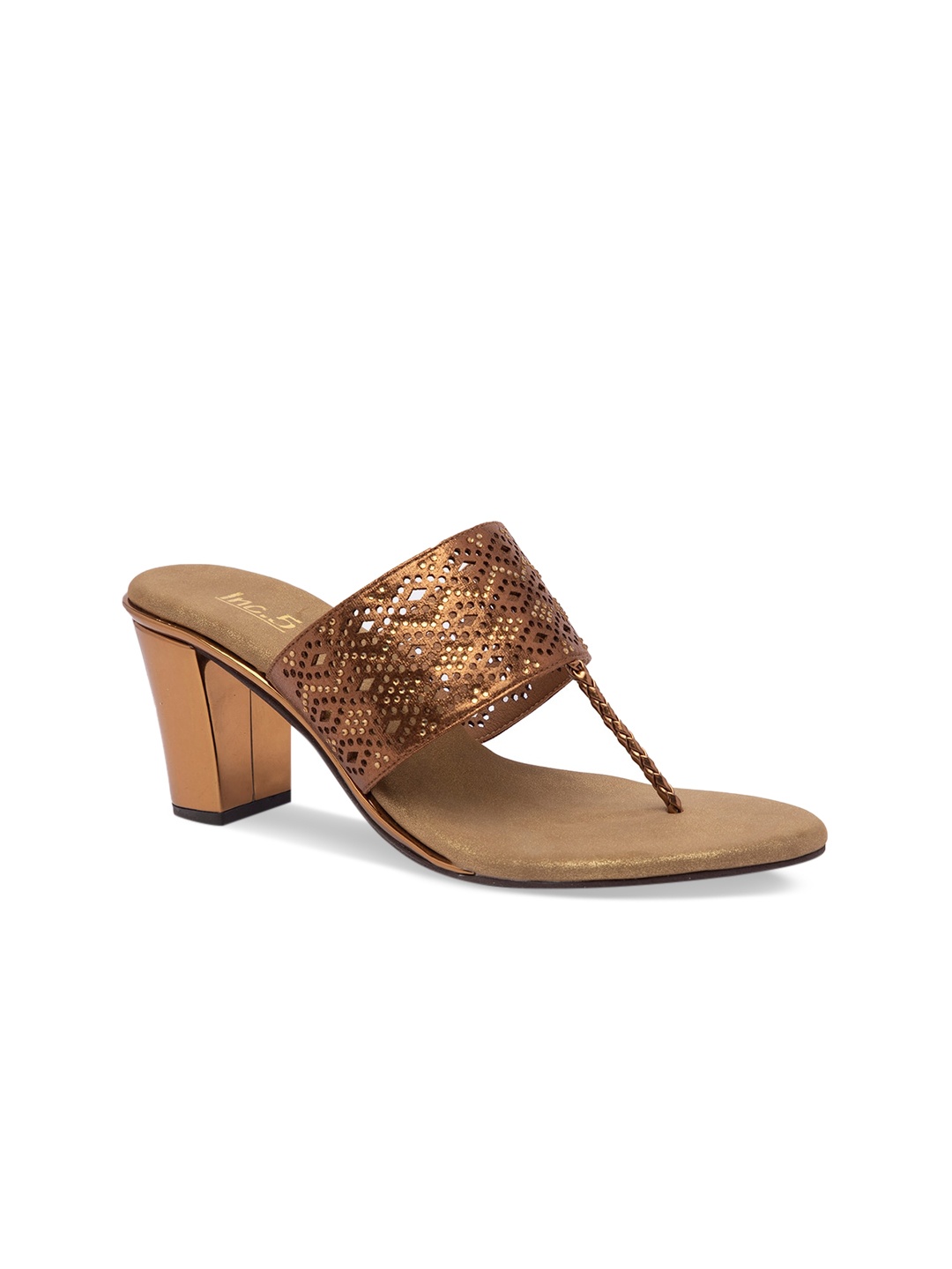 Inc 5 Women Gold-Toned Printed Suede Heels