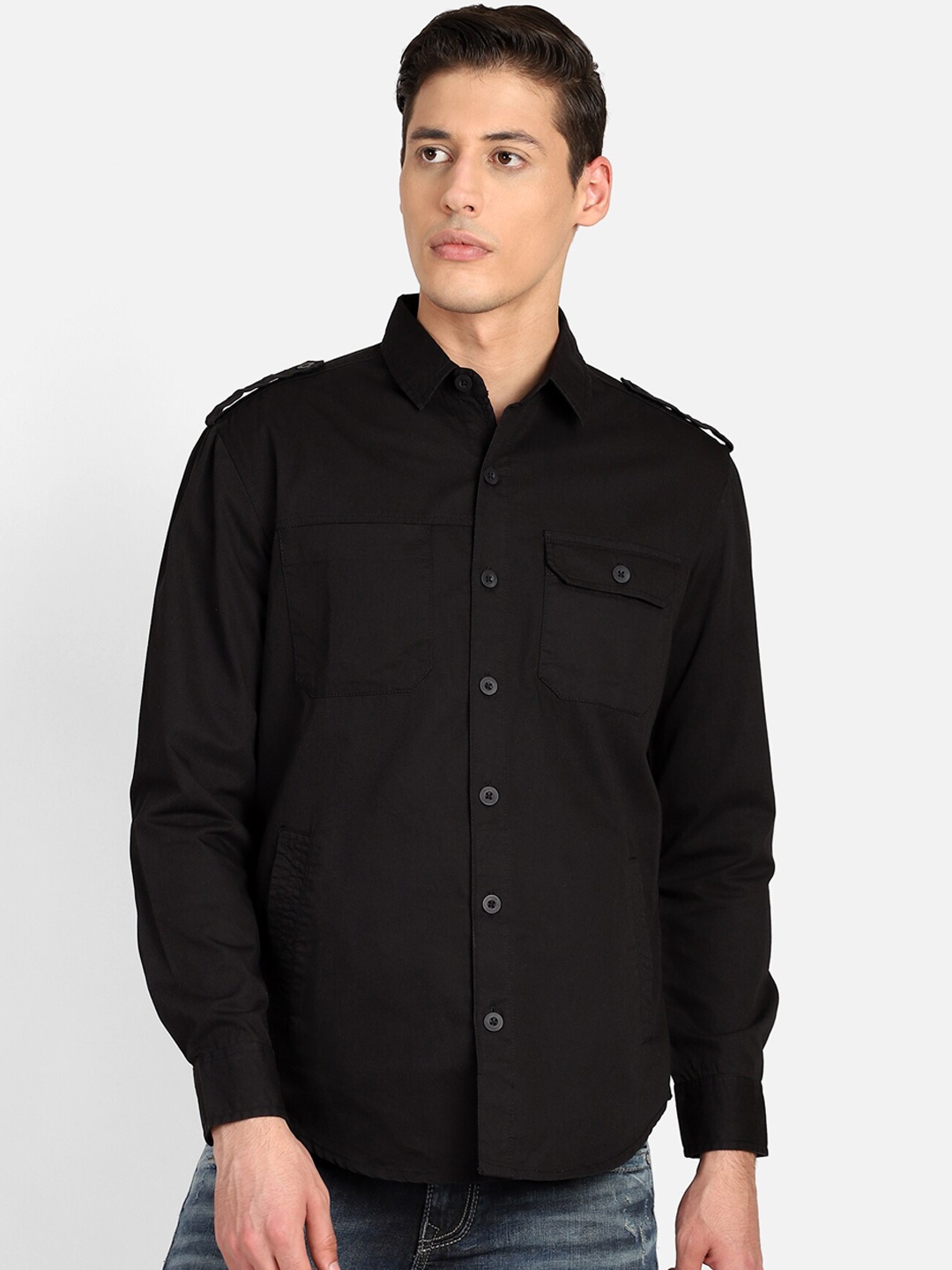 PUNK Men Black Regular Fit Printed Casual Shirt