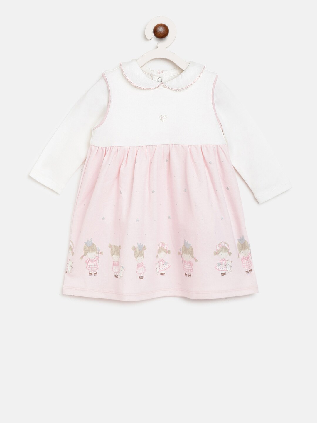 Chicco Girls Pink & Off-White Solid T-shirt with Skirt