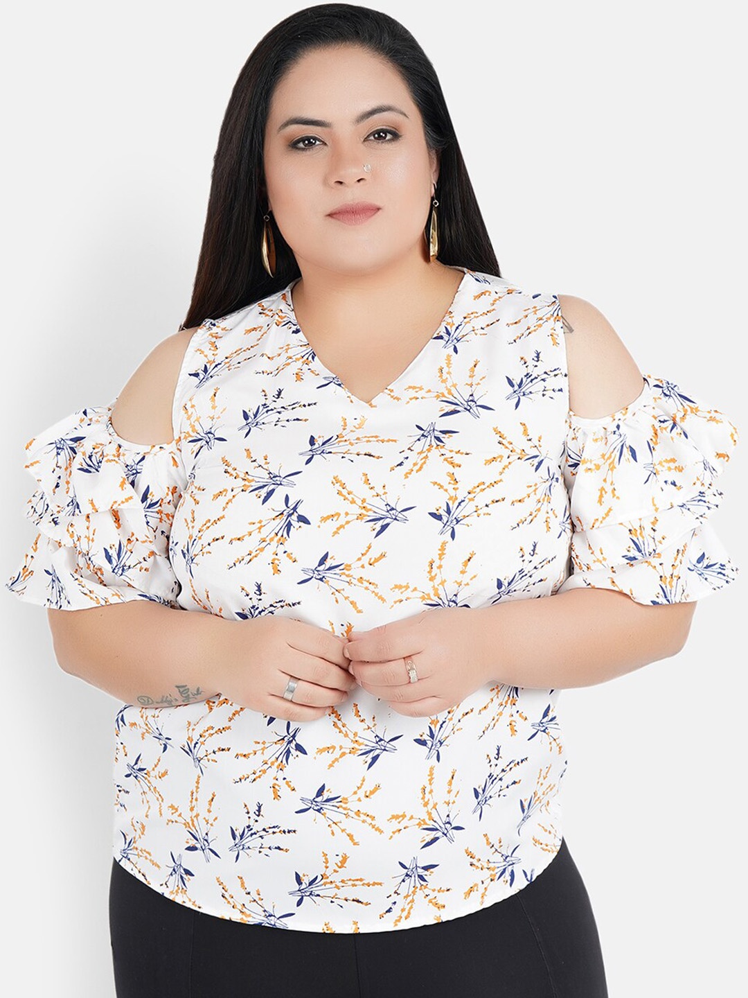 Indietoga Women White Printed Top