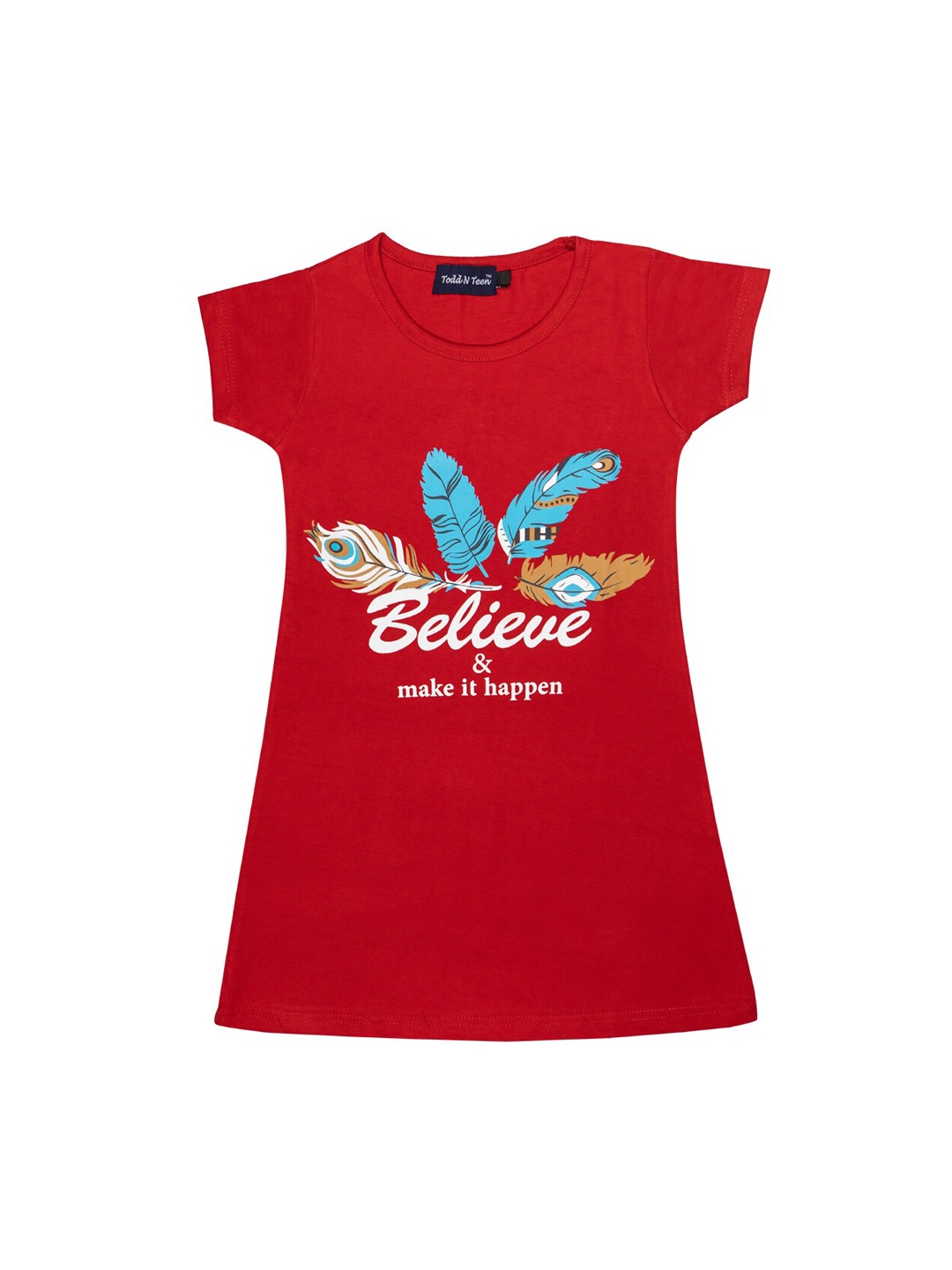 Todd N Teen Girls Red Printed Nightdress