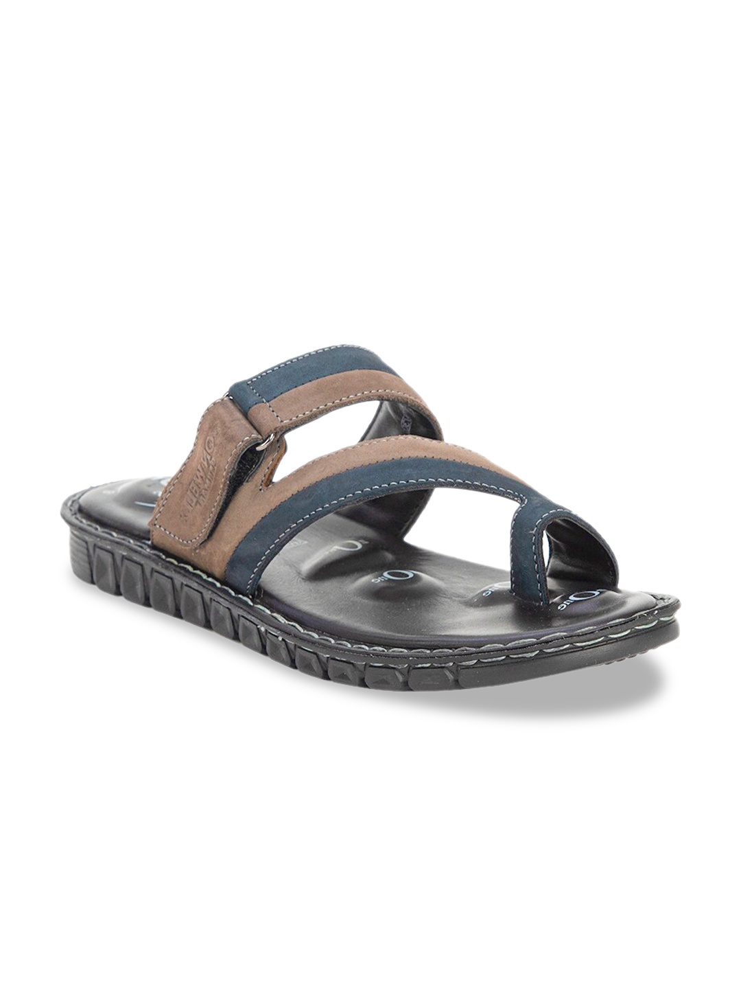 VON WELLX GERMANY Men Blue & Brown Leather Comfort Sandals