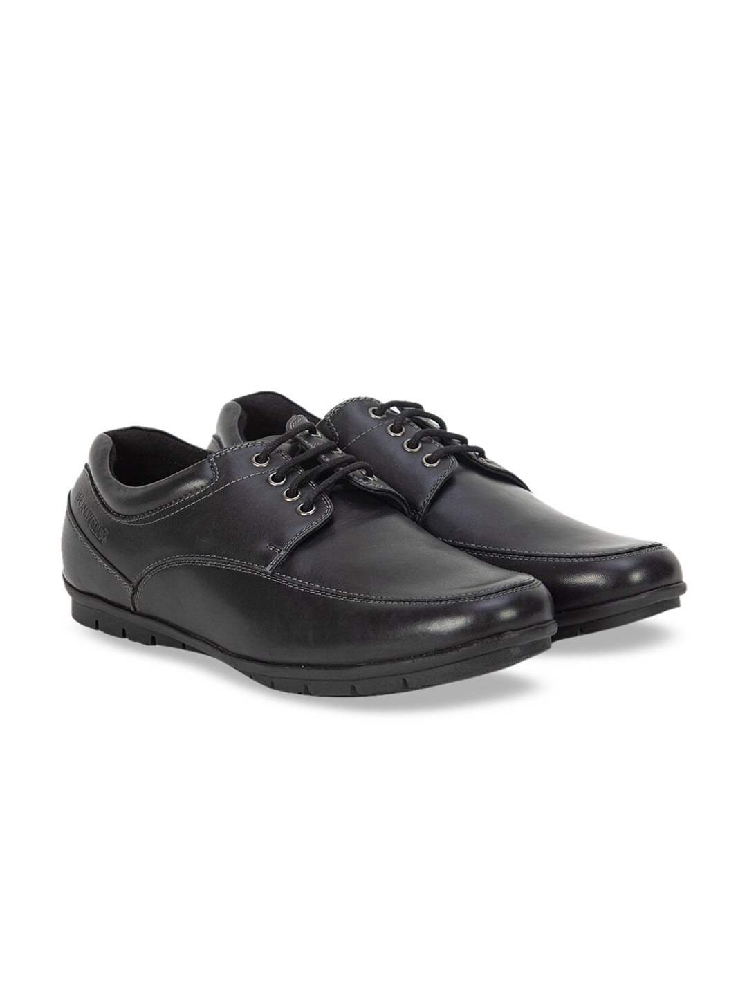 VON WELLX GERMANY Men Black Solid Leather Formal Derbys