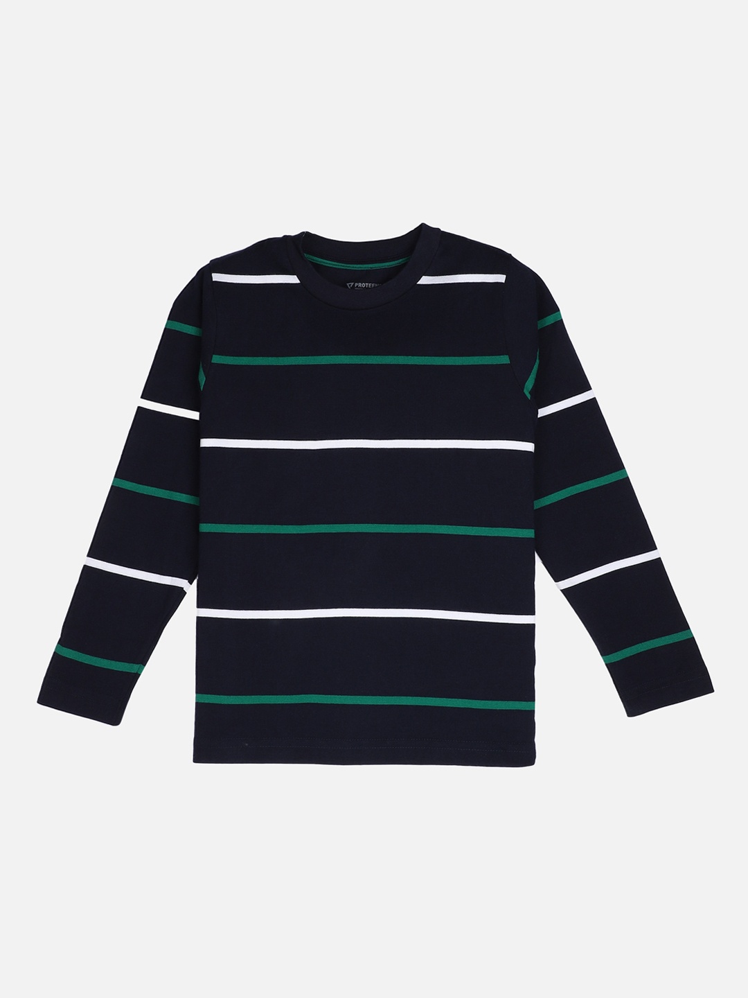 PROTEENS Boys Navy Blue Striped Round Neck T-shirt